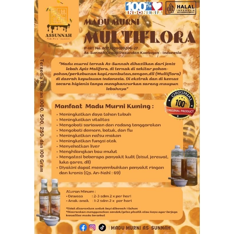 

MADU MURNI AS-SUNNAH | MURNI TANPA CAMPURAN DAN PEMANASAN | MADU BERSANAD | GARANSI