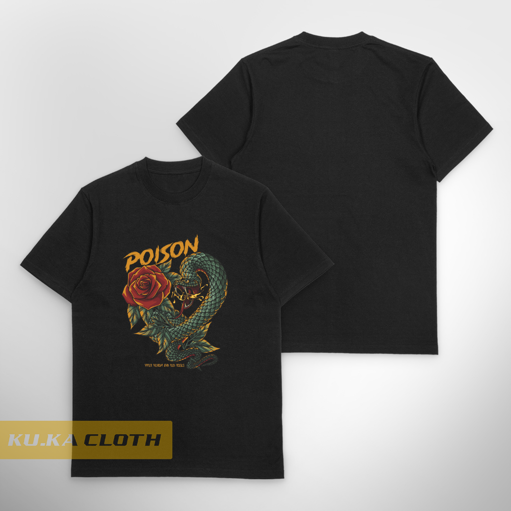 Baju Kaos Distro Pria Viper Venom and Red Roses