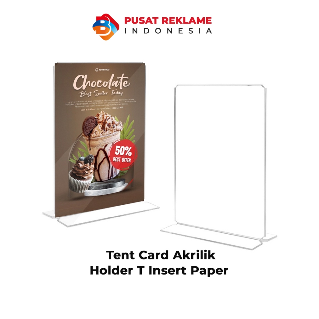 

Tent Card Akrilik Holder T Insert Paper Ukuran A6 A5 A4