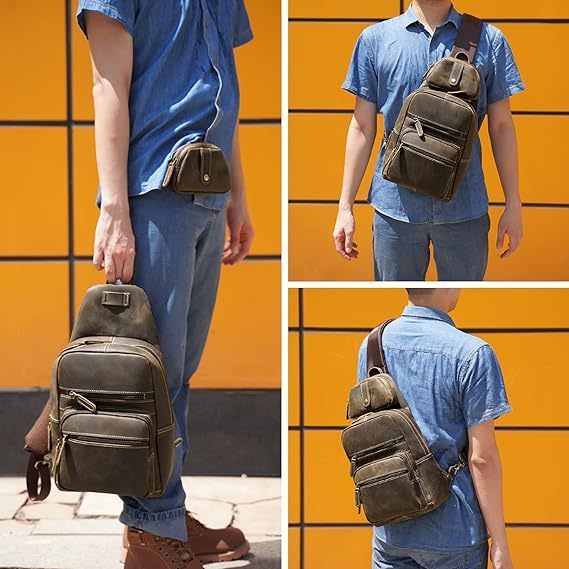 Tas selempang pria kulit asli vintage