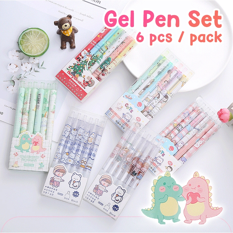 

Gel Pen Set 6 Pcs, Bolpoin Pulpen Set isi 6 Motif Karakter Kartun lucu, Stationery Set