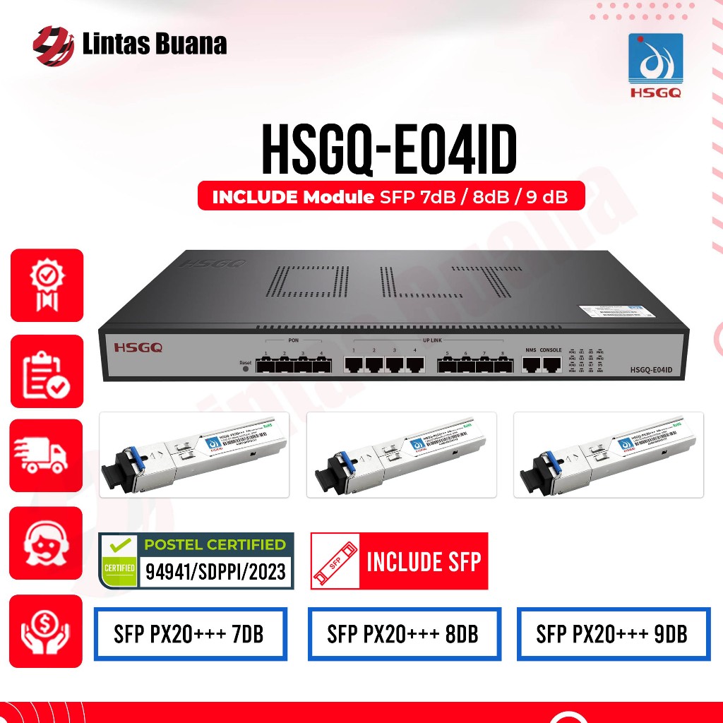 OLT EPON HSGQ XE04ID SFP Slots 4*10G SFP; Uplink Slot Power AC+DC Include SFP PX20+++