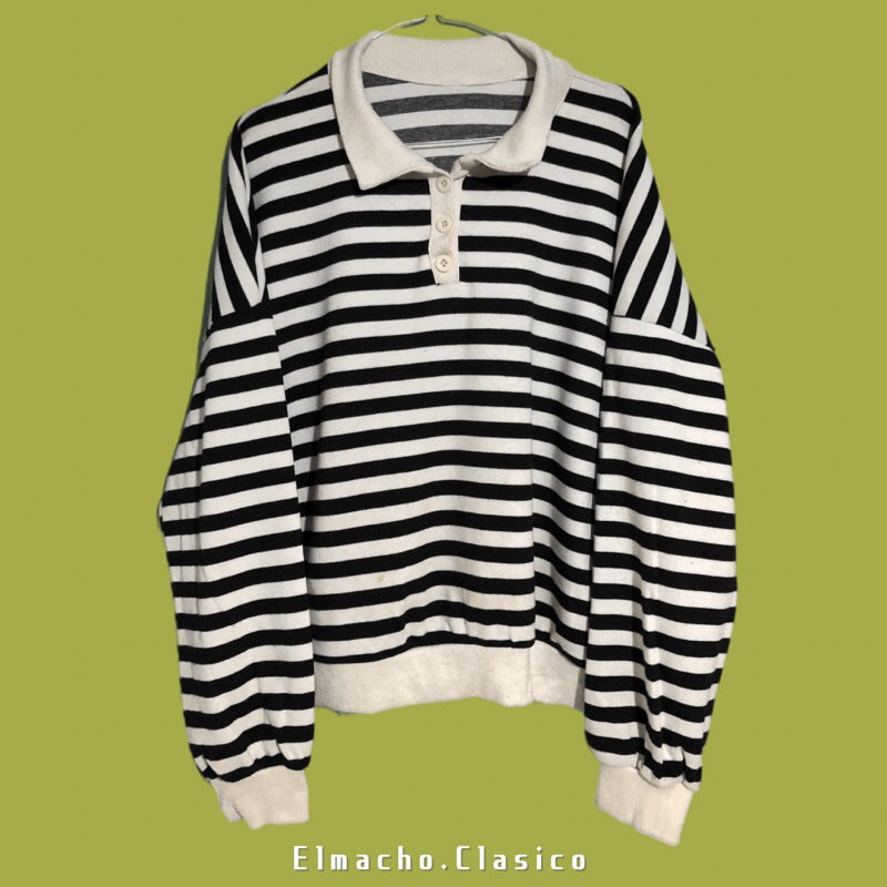 HALF BUTTON SWEATER / RUGBY SHIRT (L)