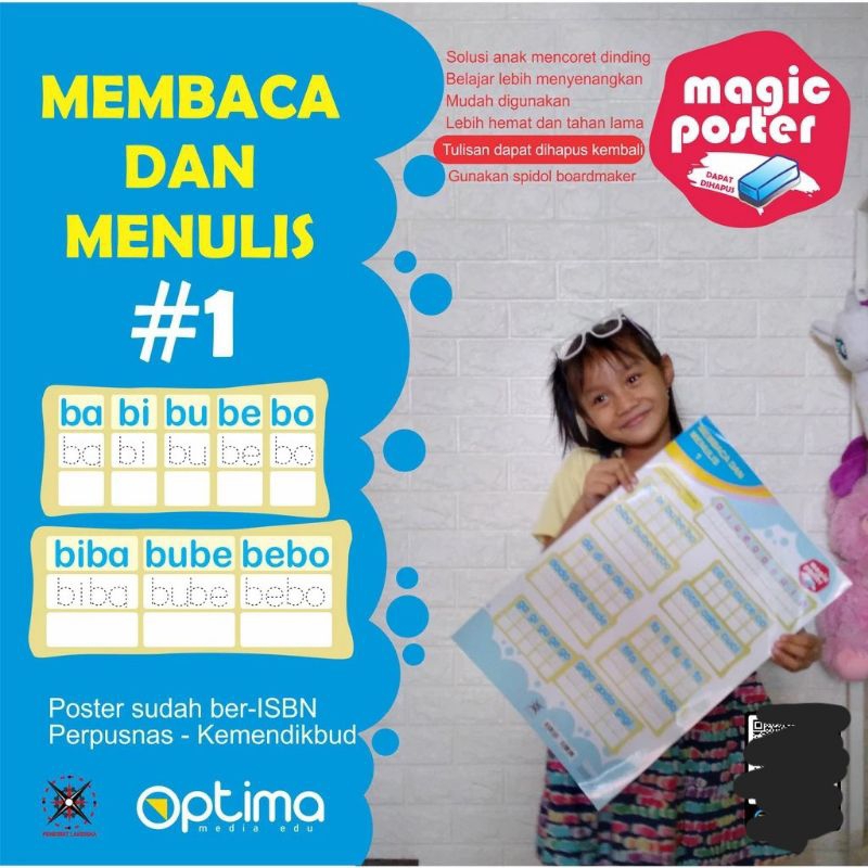 

Magic Poster: Membaca dan menulis #1 (huruf b,c,d,f,g) tulisan dapat dihapus