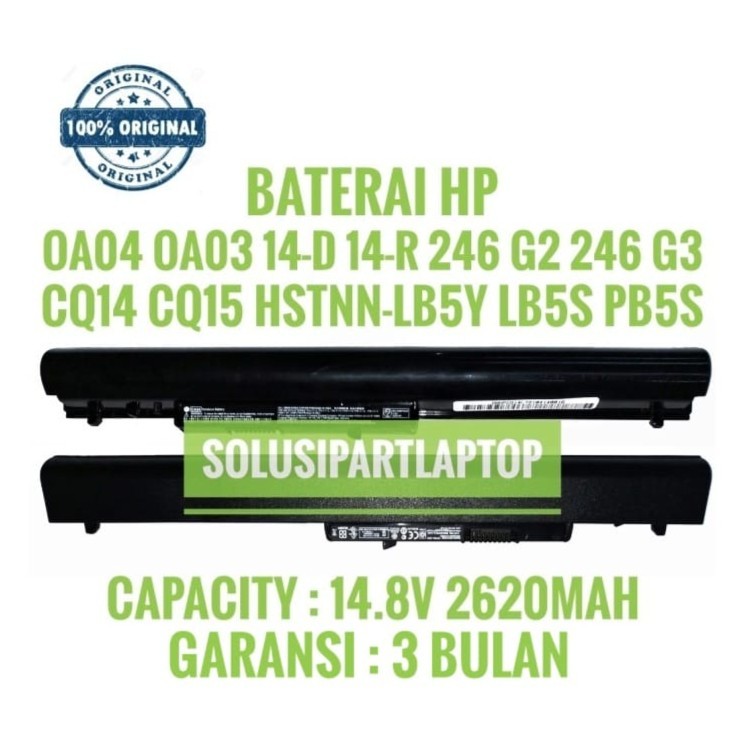 Baterai Laptop HP ORIGINAL 740715-001, 746458-421 TPN-C113, TPN-C114