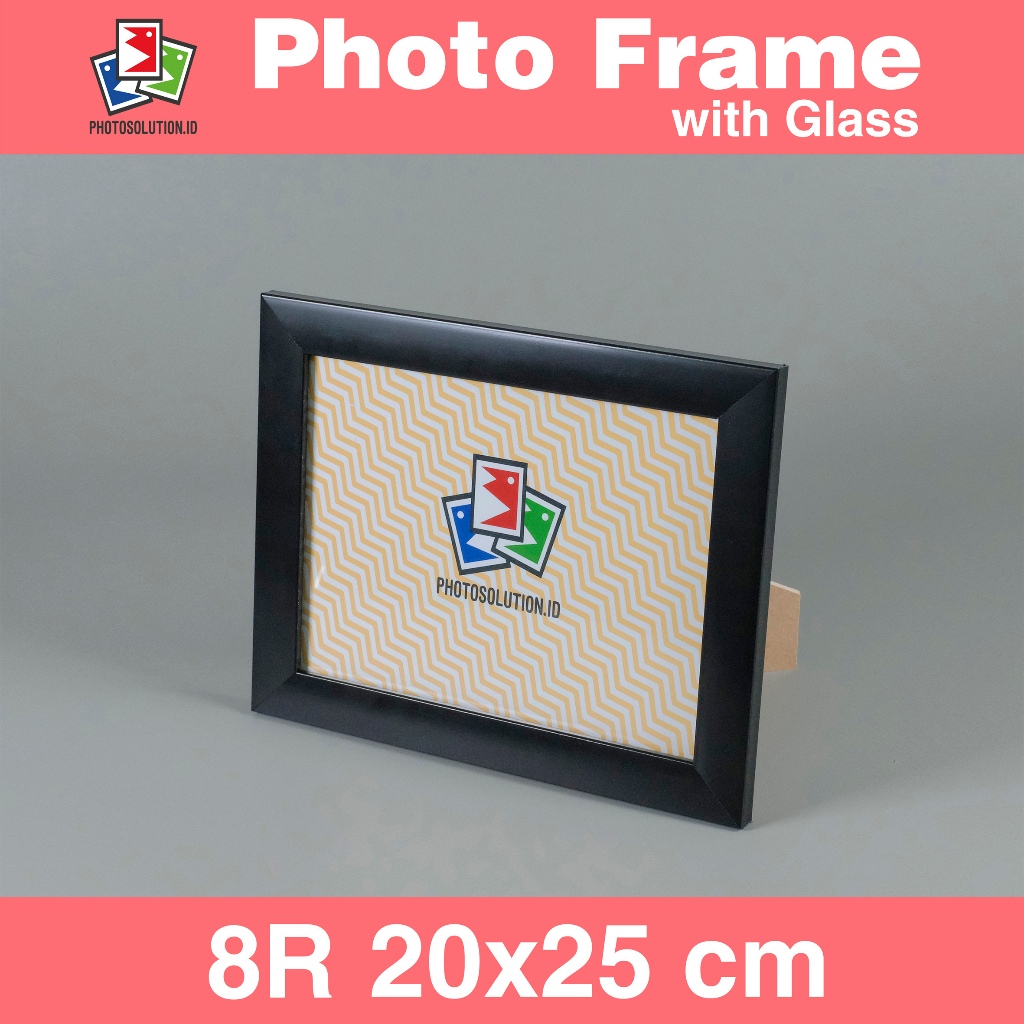 Bingkai Foto 8R Hitam Minimalis PAKAI KACA - Photo Frame FM25