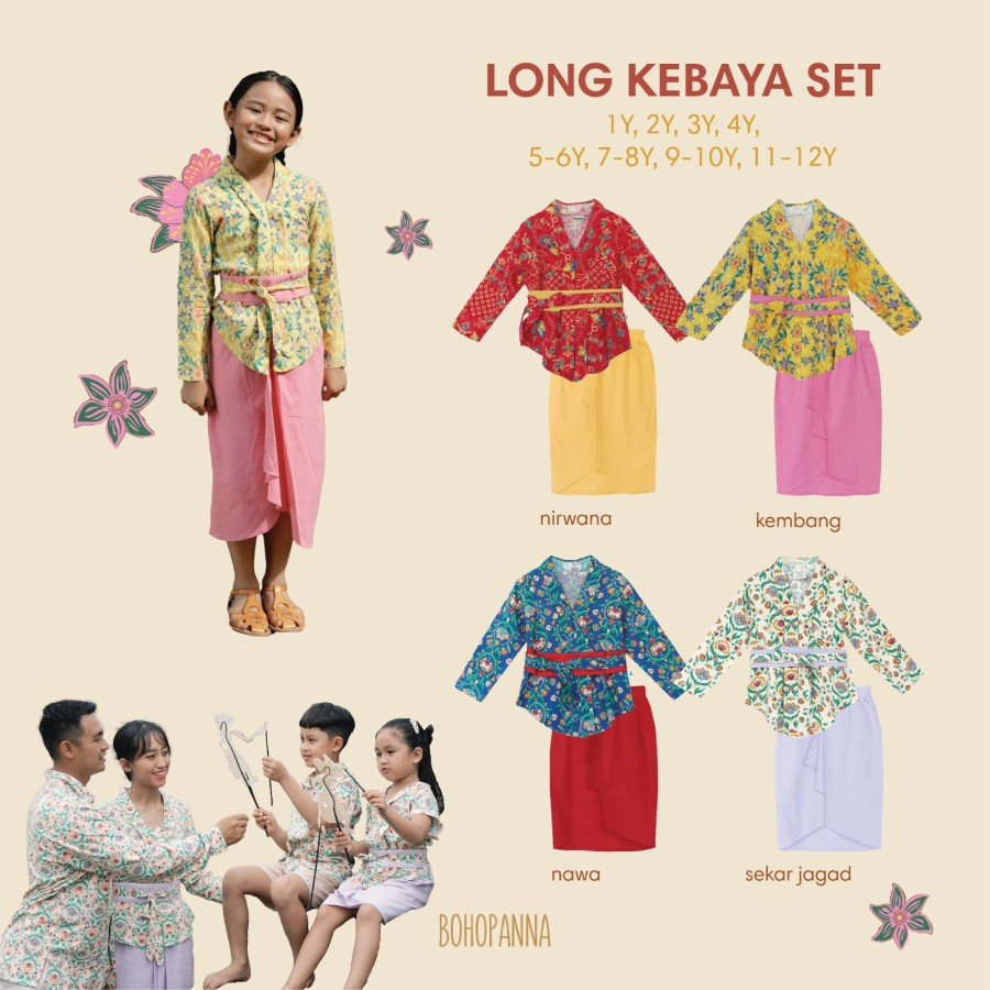 BOHOPANNA - LONG KEBAYA SET - KEBAYA ANAK PEREMPUAN