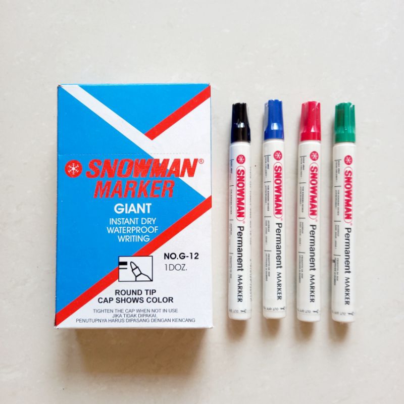 

[ ECER MURAH ] Spidol Permanent Marker - Snowman G-12 ( 4 Varian Warna )