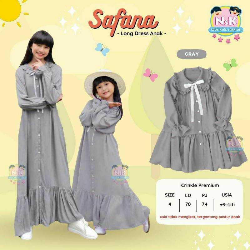 SAFANA LONG DRESS KIDS/GAMIS ANAK/DRESS ANAK KEKINIAN