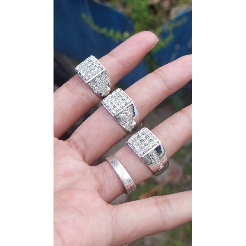 cincin silver full asli natural berlian eropa