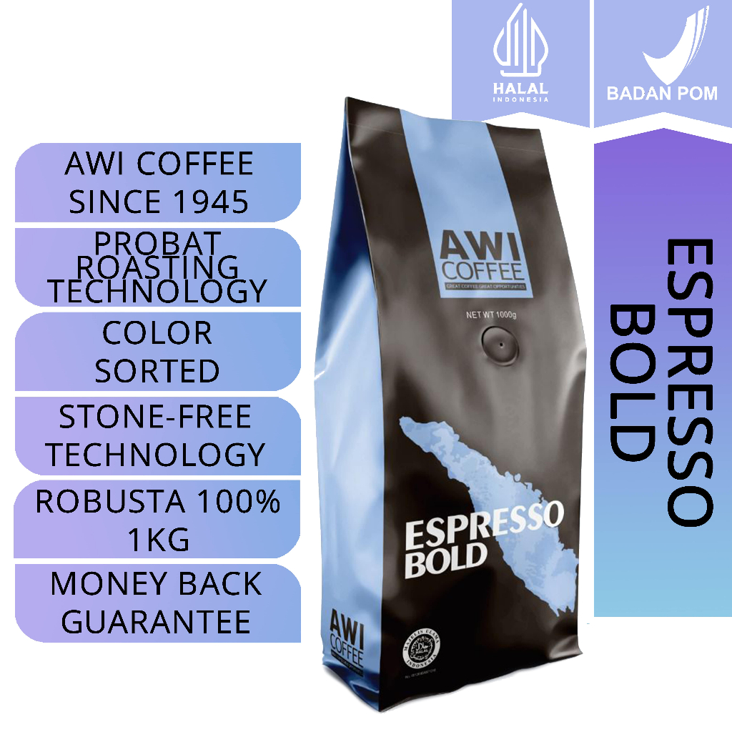 

Awi Kopi Espresso Bold Biji 1Kg | Roasted Coffee Beans | Robusta | Premium Grade 1