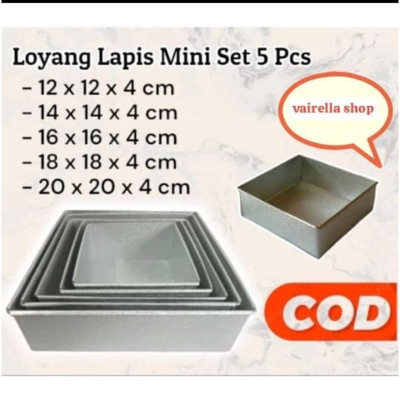 LOYANG KOTAK MINI 12 14 16 18 20 22 CM LOYANG KUE LAPIS LEGIT/LOYANG KUE BOLU