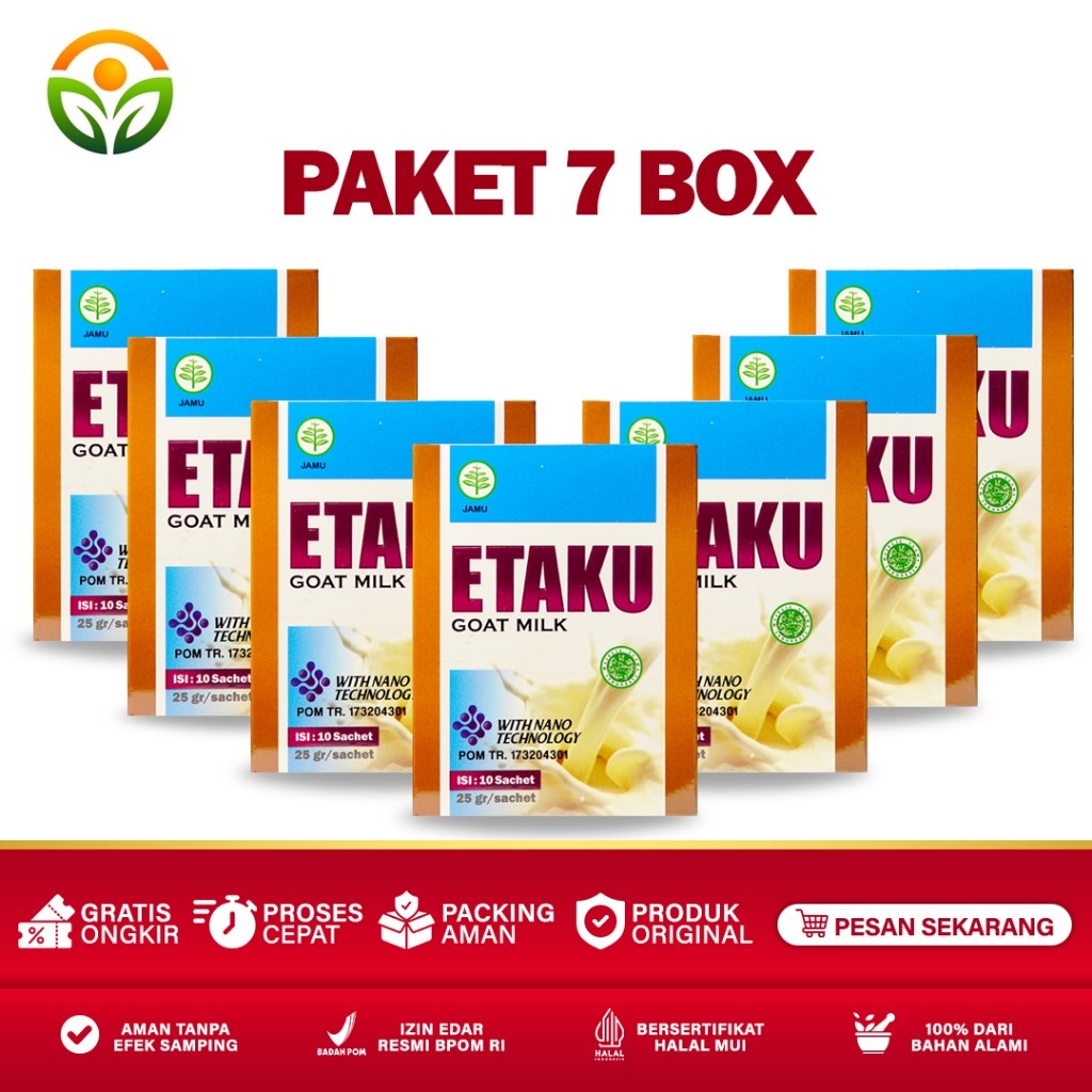 

Almira Herbal - Paket 7 Box Etaku Goat Milk Susu Kambing Etawa Murni Bubuk Sudah Bpom dan Halal