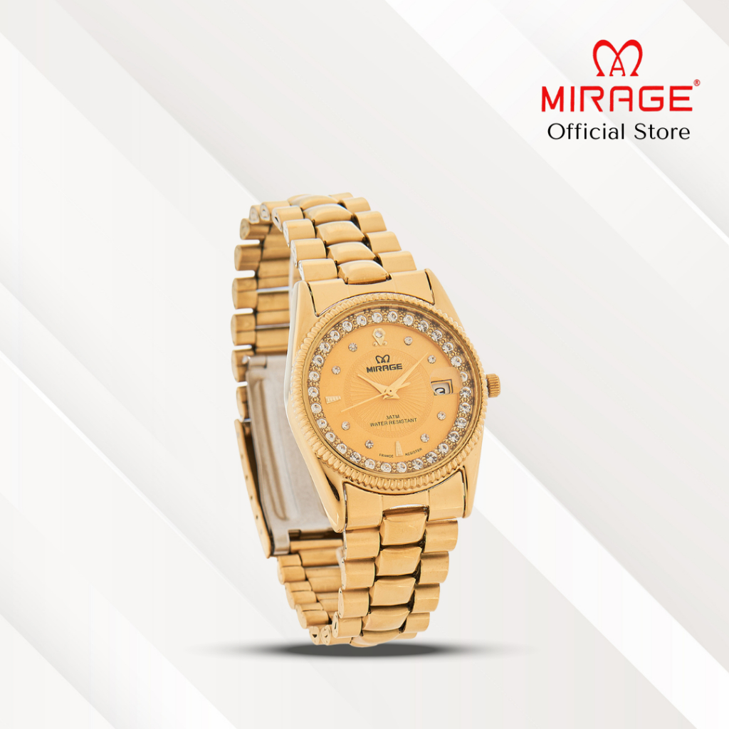 Mirage Jam Tangan Pria Permata Analog RX 1579 M Gold Original Stainless