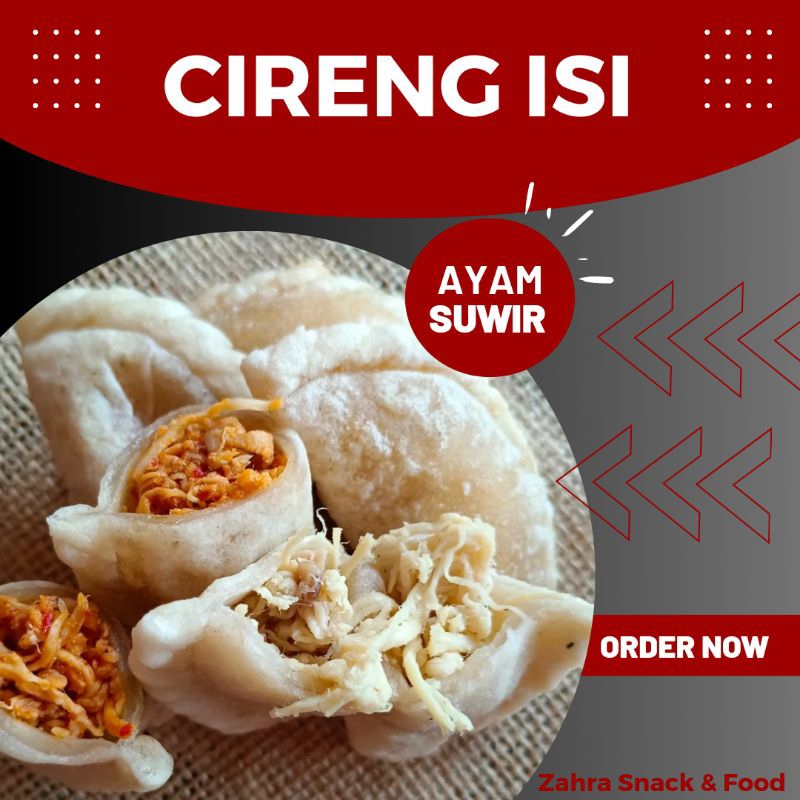 

Cireng Isi Ayam Suwir Pedas 1kg 48pcs