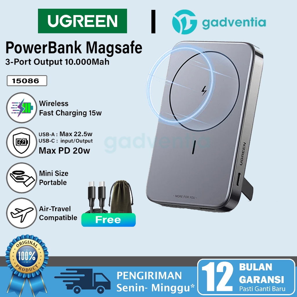 Ugreen 20542 Powerbank PD Fast Charging 20W 30w 10000mAh 20000mAh Power Bank USB Type C Untuk Handphone Android Samsung S23 S22 S2 Vivo Oppo Realme iPhone 8 X Xr Xs 11 12 13 14 15 Pro Max-15086 MAGSAFE 10kMAH
