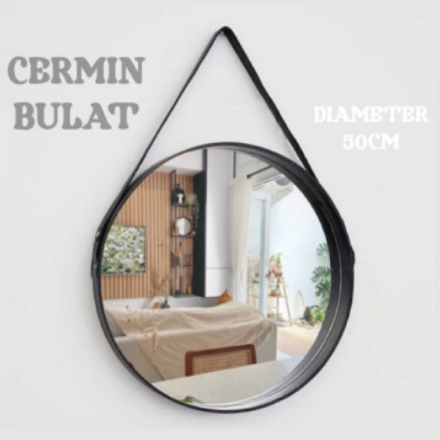 kaca bulat diameter 50 Cm / Cermin Bulat Aestetic / kaca bulat /kaca Aestetic /kaca gantung