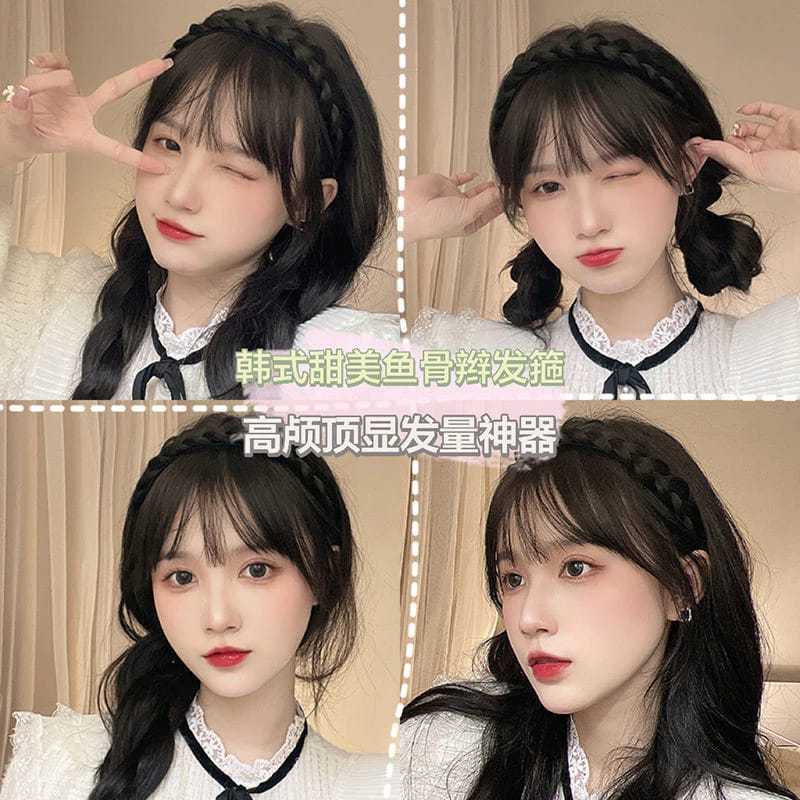 viralkan85 PONI BANDO KEPANG aksesoris rambut hairklip poni kepang wig poni rambut K048