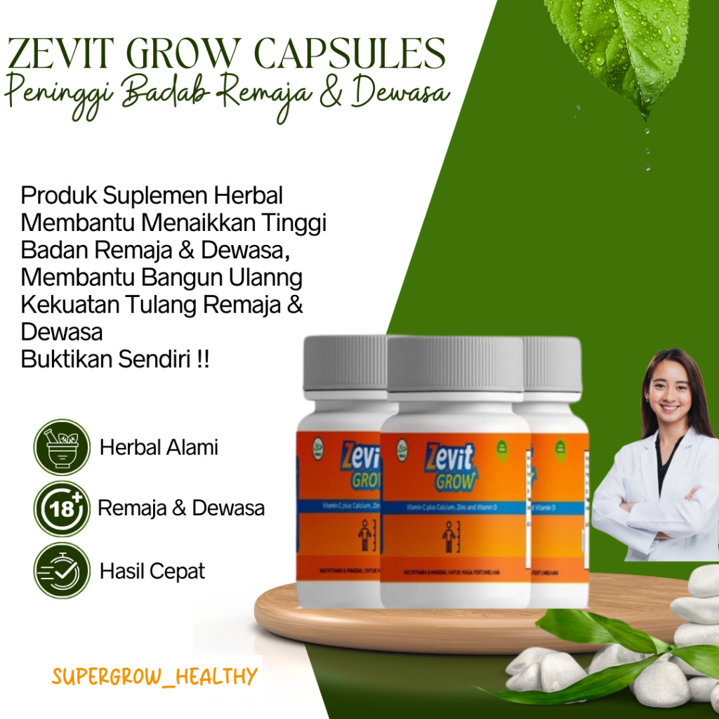 [ORI TOP PRODUCT] ZEVIT GROW -  PENINGGI BADAN / SUPLEMEN PENINGGI BADAN / PENINGGI DEWASA / ORIGINA