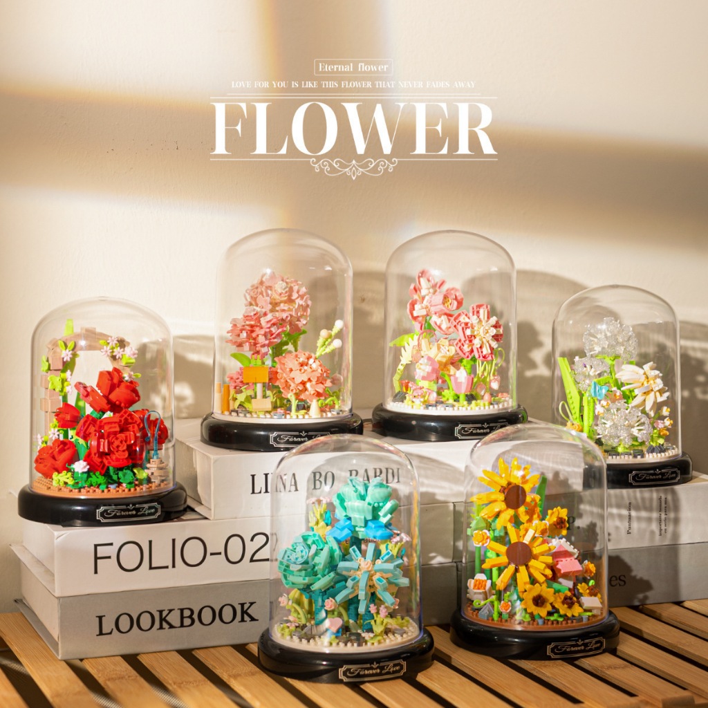 Nano Micro Bricks Kapsul Flower Bunga Plant Florist Pot Balok Hadiah Mainan Pajangan