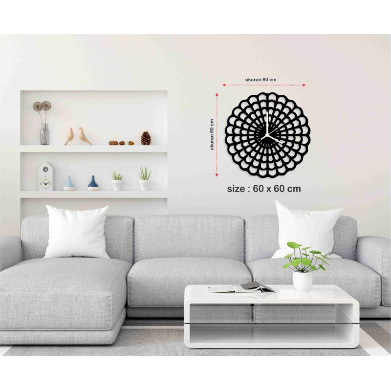 jam dinding jumbo ukir kayu ukuran 60 x 60cm