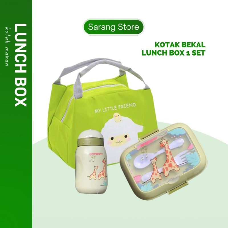 NEW Lunch Box 1 Set Botol Minum Tas Bekal Kotak Tempat Makan Anak Sekolah TK SD Aesthetic Mini