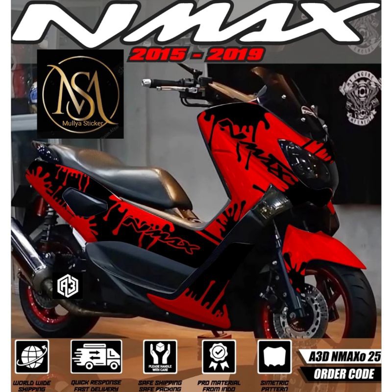 decal nmax old 2019 full body grafis abstrak merah glosy