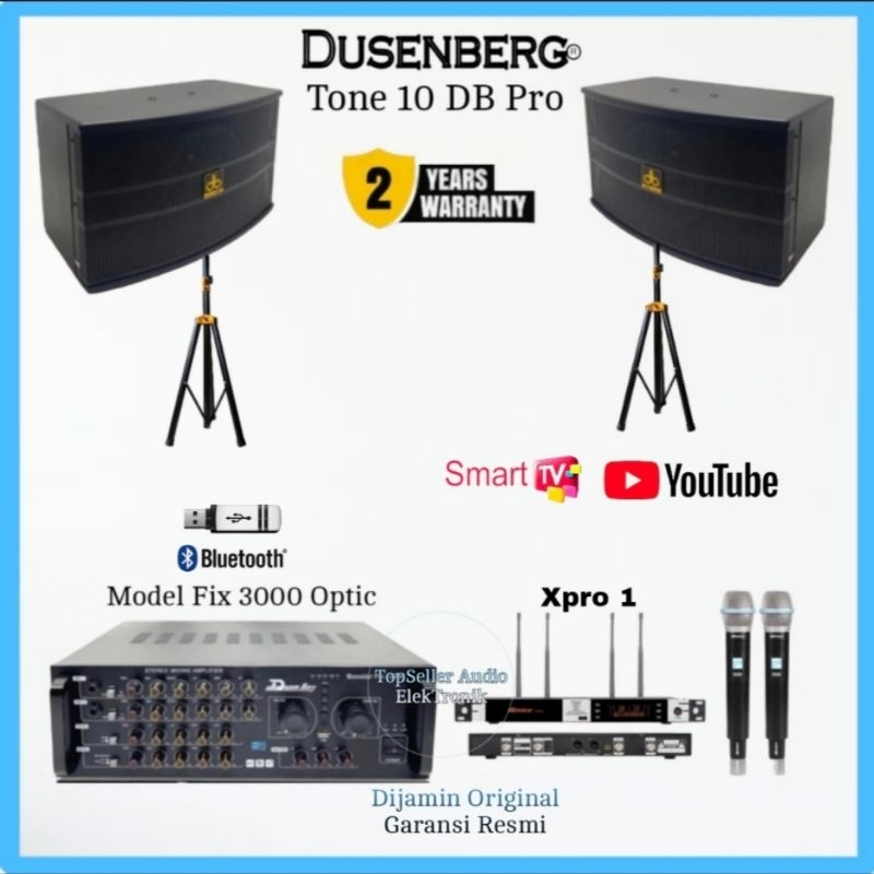 Paket Sound Karaoke Speaker Dusenberg DB Tone 10 Pro Original Amplifier Karaoke 2 Mic Wireless Kompl