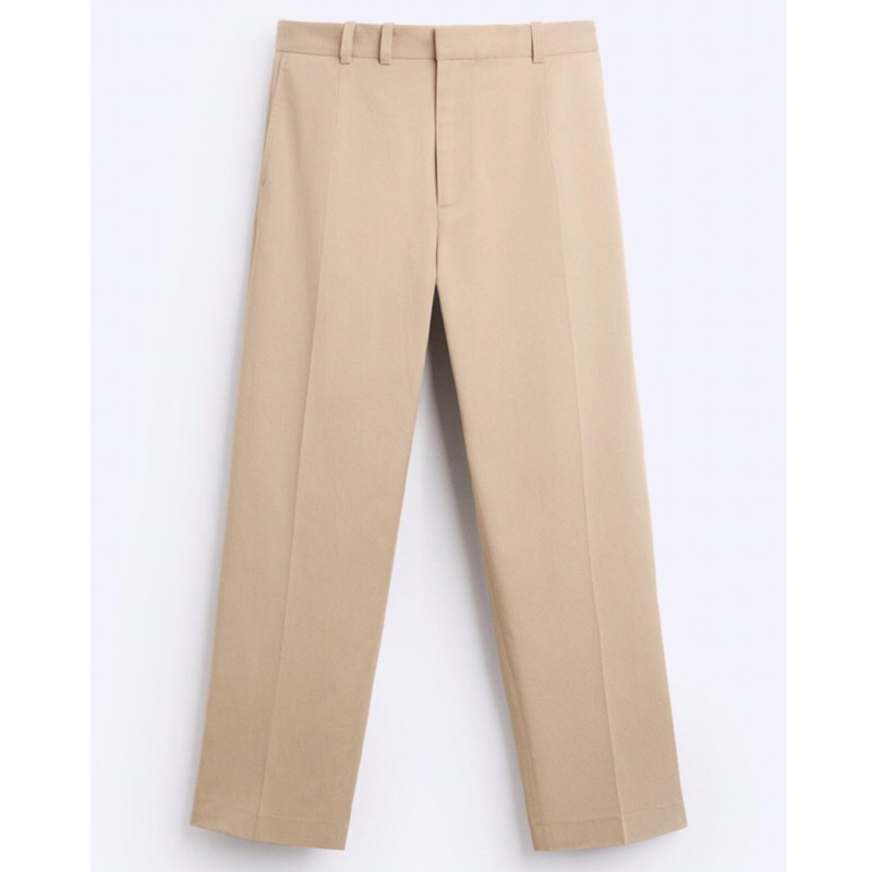 ZARA Men Straight Fit Trousers Celana Panjang Pria Camel