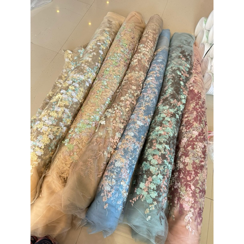 kain tile bordir motif garden multicolour[tile halus]