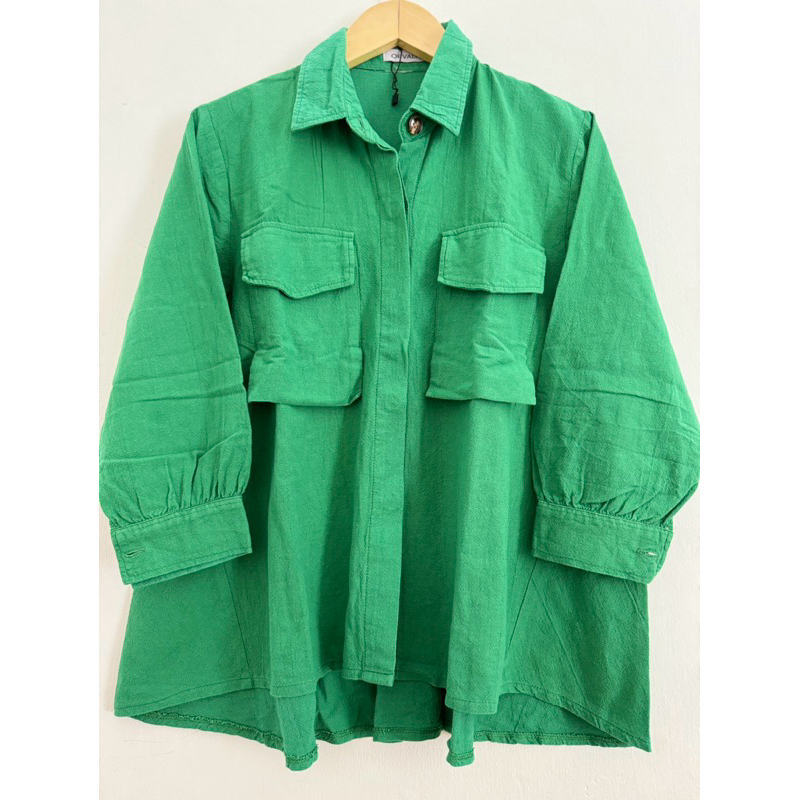 ORVALA Kemeja Wanita Oversize Hijau Emerald