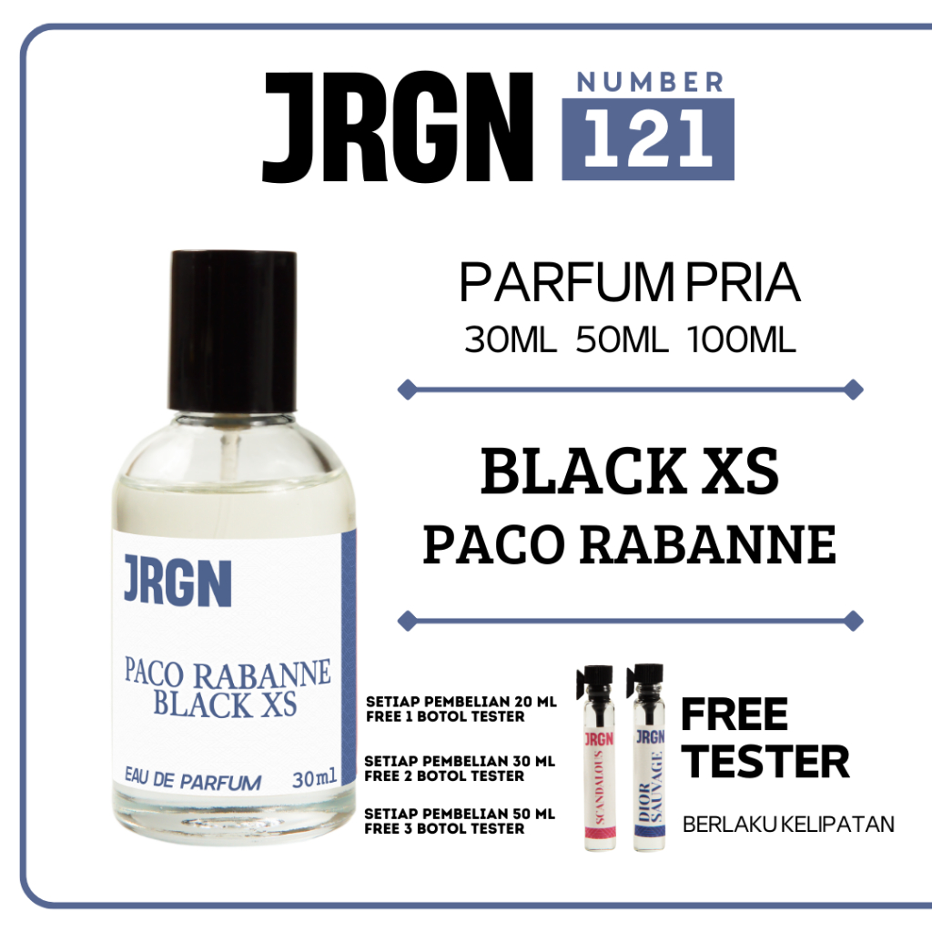 JRGN PARFUME NO 121 BL4CK XS PACO RABANNE Parfum Pria Tahan Lama EAU DE PARFUM 30ml 50ml 100ml FREE 