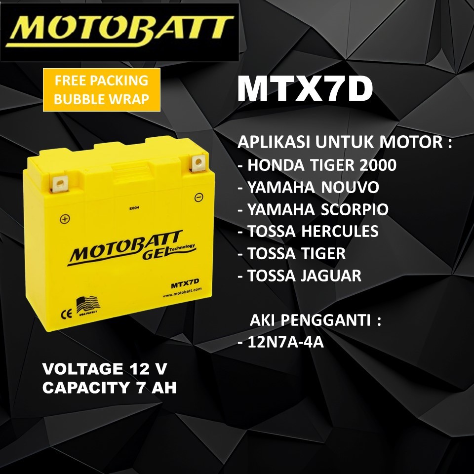 Motobatt Aki Motor MTX7D Accu Tiger Nouvo Scorpio Tossa