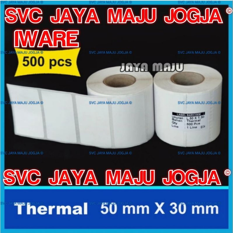 

[ IWARE ] 50 X 30 - 1 LINE THERMAL - FACE OUT - ISI 500 PCS || CORE 1" || LABEL BARCODE DIRECT THERMAL - APOTEK APOTIK LAB LABORATORIUM RESEP OBAT KLINIK RUMAH SAKIT || 50X30 - PB420T PB 420T PB342C PB 342C PB830L PB 830L - HARGA PROMO