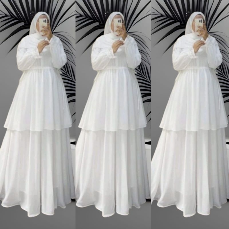 GAMIS MALAYSIA PUTIH BERSIH CERUTY BABYDOLL TERBARU//BAJU MUSLIM WANITA DEWASA//BAJU SYAR'I