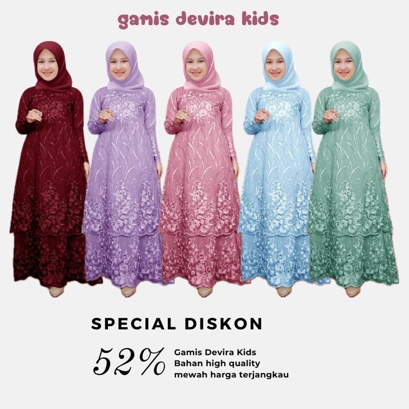 BISA COD | Pakaian Gamis Anak Perempuan dan Remaja ABG Model Dress Susun Brokat Terbaru Kekinian / G