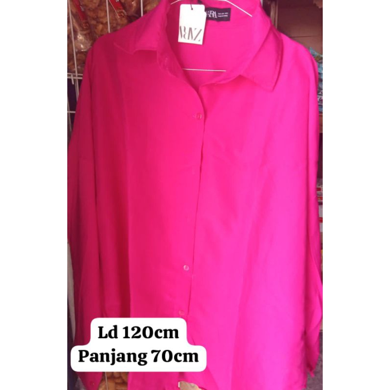 Kemeja Zara Polos Warna Candy Pink