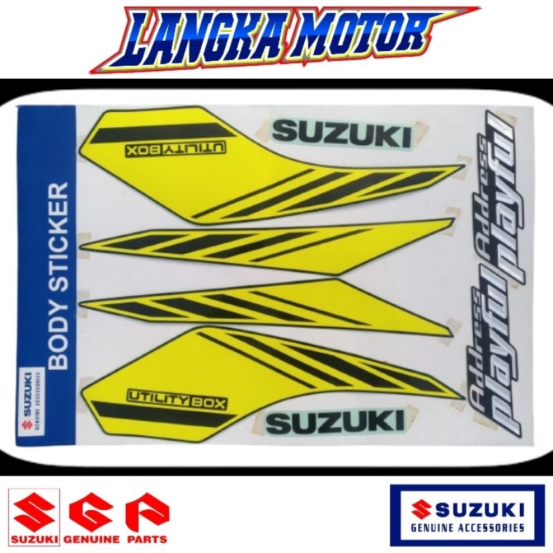 Address ORI SGA Emblem Logo Striping Stiker body Suzuki ADDRESS Playful Kuning