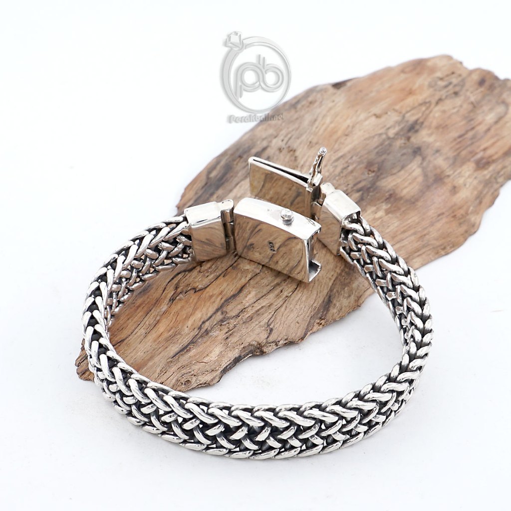 Gelang Pria Perak Asli Silver 925 Jalin Thailand Wildorio