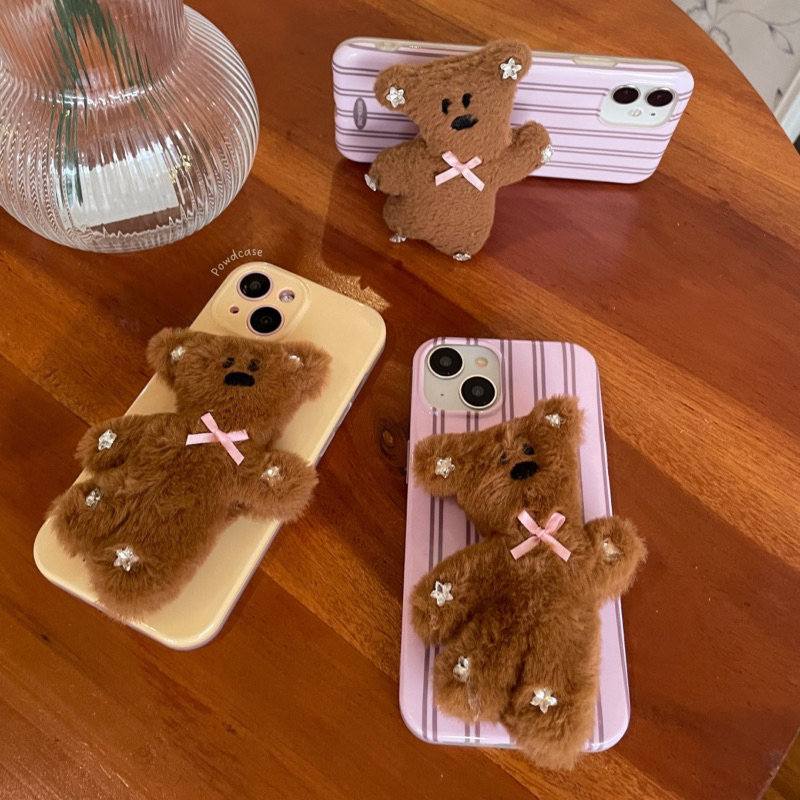 [READY] FURRY BEAR CASE + POPSOCKET Iphone 11-15pro max | POWDCASE