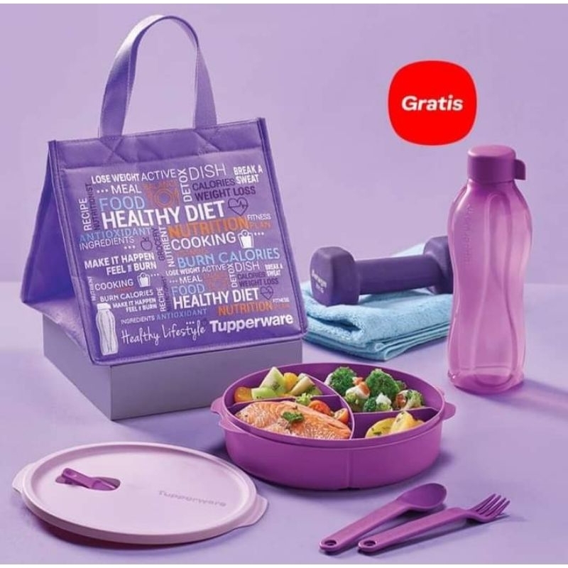 Fit to go tupperware Grey / purple / blue botol 750ml