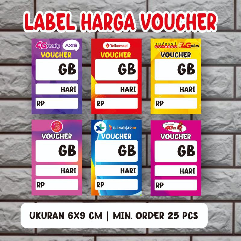 Label harga konter/Display voucher/Display kuota/min. order 25 pcs