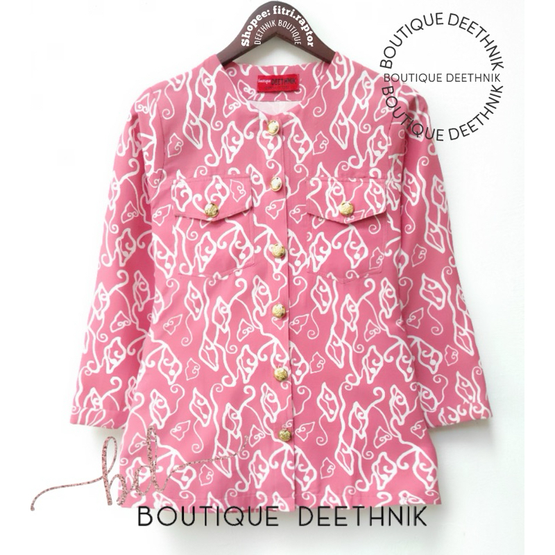 Baju batik wanita warna pink batik motif mega mendung warna pink