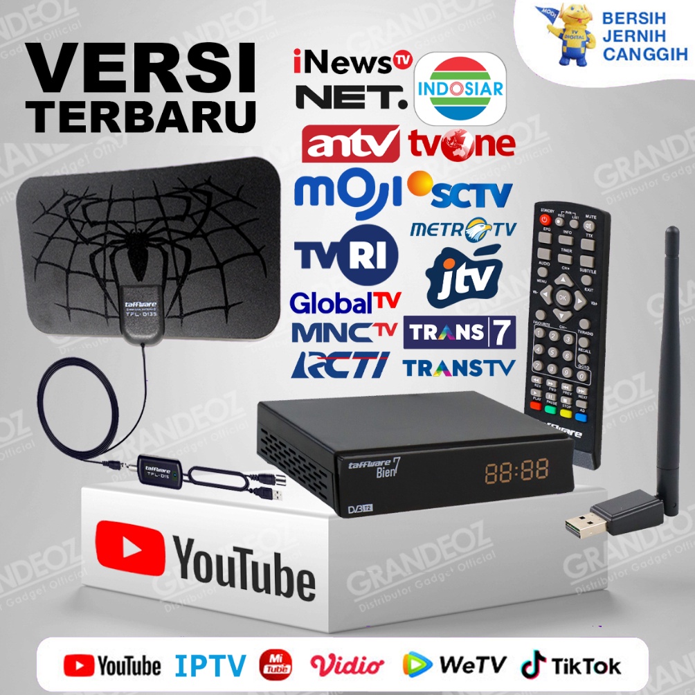 COD PAKET Set Top Box Bien7 T2  Antena Digital D139 STB Satellite TV Tuner Box H264 18P DVBT2 Taffwa