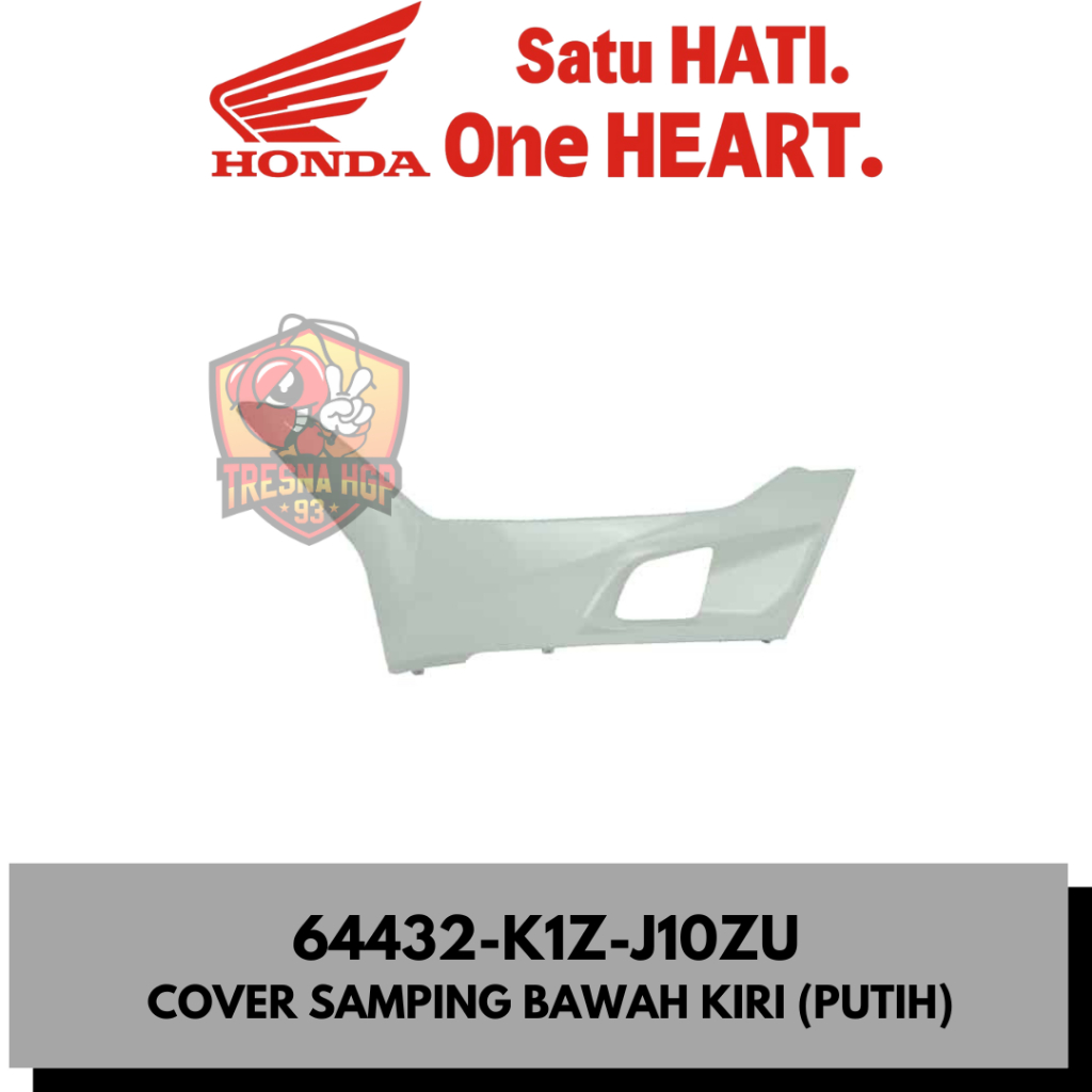 64432-K1Z-J10ZU COVER SAMPING BAWAH KIRI (PUTIH) PCX 160 K1Z ORIGINAL | COVER L FLOOR SIDE 64432K1ZJ