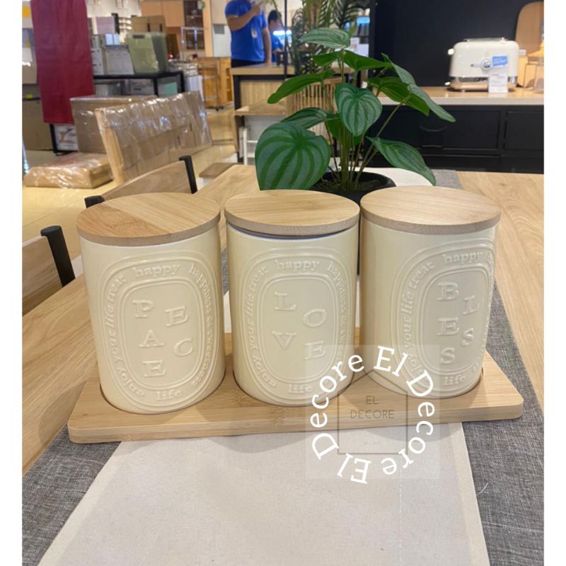 Informa toples kue lebaran tutup kayu aesthetic set isi 3pc