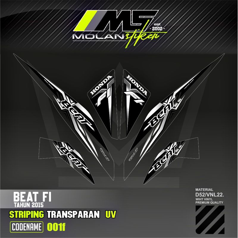 Decal Sticker Striping Variasi Transparan Uv Beat Fi Motif Ori 2015/2016 Striping Transparan Uv Beat