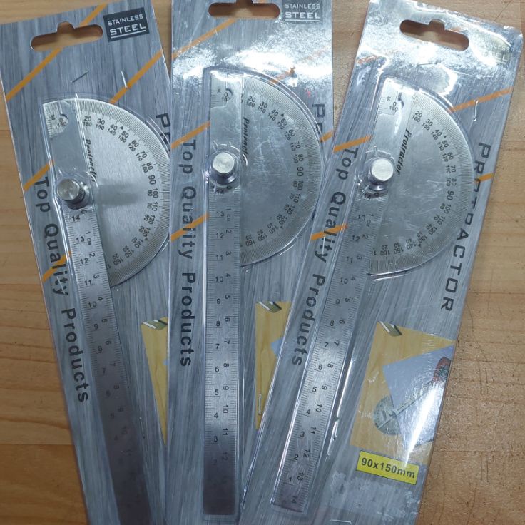 

Best Feedback Penggaris Busur Derajat Protector Stainless Steel 1cm 18 Derajat