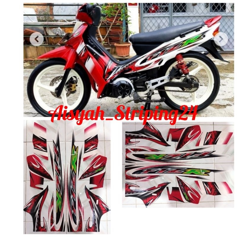 STIKER STRIPING & LIS BODY F1ZR FIZR TAHUN 2004 2005 PUTIH MERAH