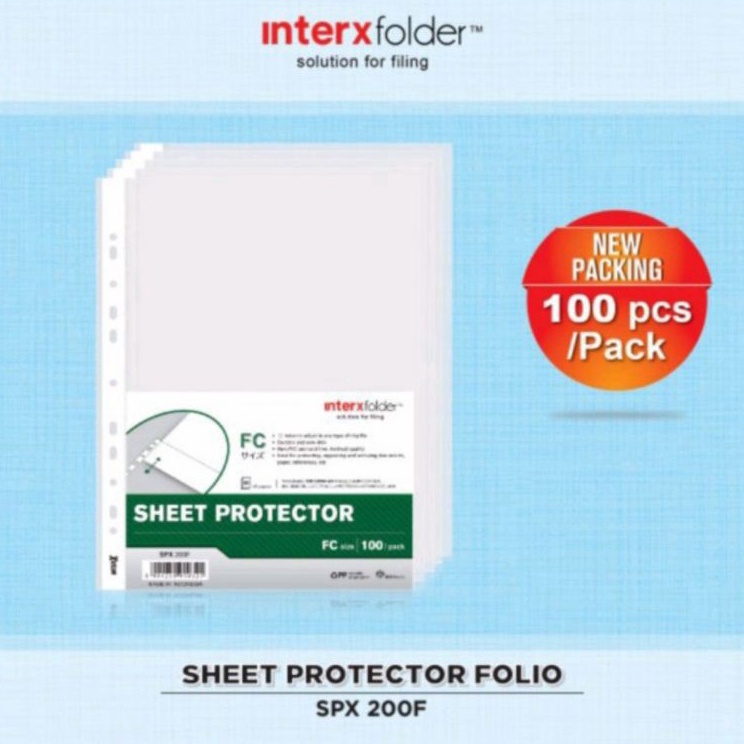 

Borong Untung Sheet Protektor Folio Inter X isi 1 lembar Plastik FC PP pocket